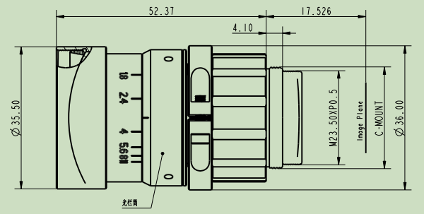 1.1″ Industrial Lens HR10M50A